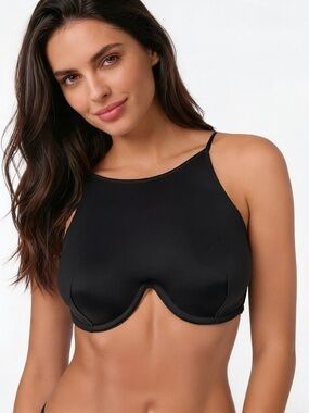 Victoria's Secret Sleek Black High Neck Wire Top Bra 32B NEW